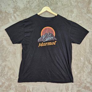 Marmot Mountains Pikes T-Shirt Men's Size XL Organic Cotton Graphic Tee Black